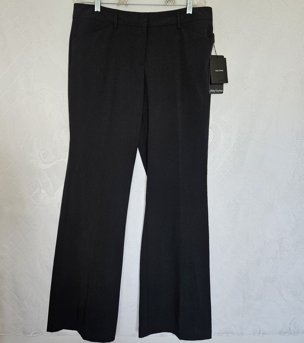 Daisy Fuentes Size 12 Black Trouser Tailored Dress Pant Flare Leg